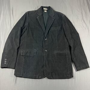 DKNY Jeans Mens Large Corduroy Blazer Jacket Black Cotton Lined